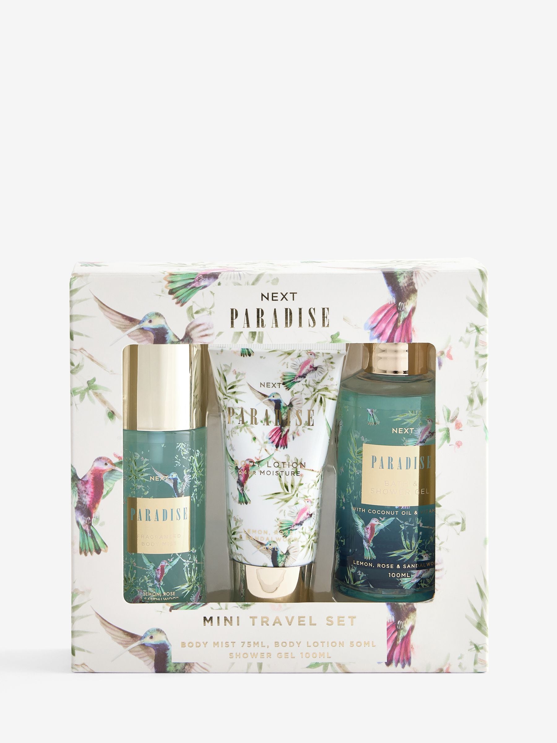 Paradise mini travel bath and body gift set, imported from the UK