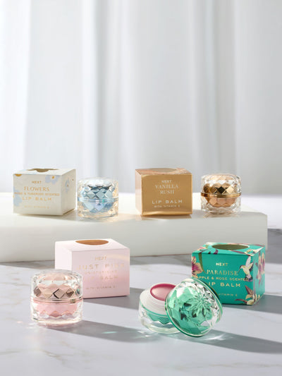 Sett med 4 duftende leppepomader Gift Paradise Flowers Just Pink Vanilla 5g