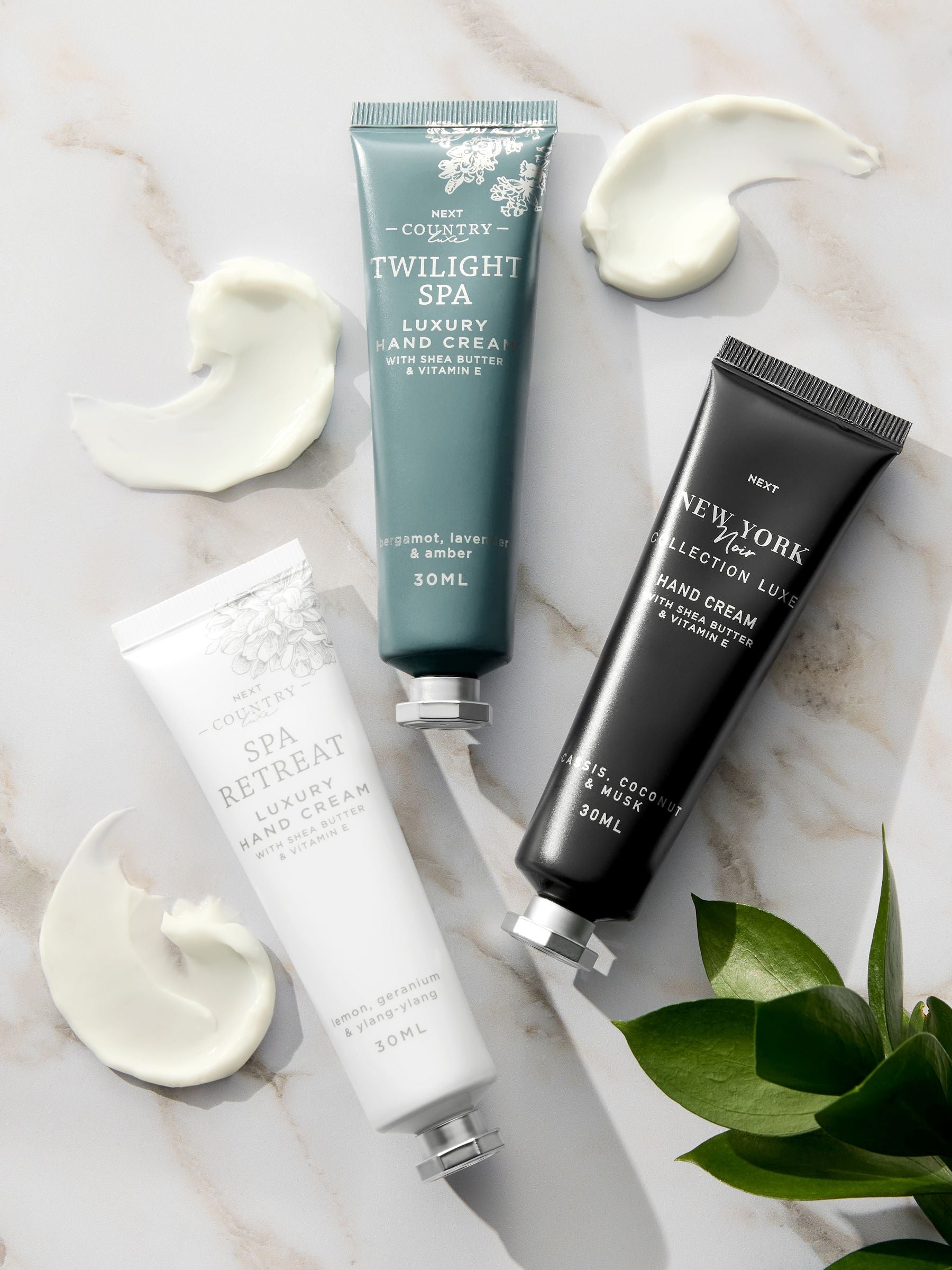 Country Luxe & Collection Luxe hand cream set with Spa Retreat, Twilight Spa, and New York Noir 3 x 50ml (British brand)