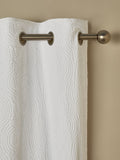 White embossed geometric blackout thermal eyelet curtains, UK version