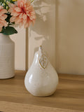 White speckled pear fruit ornament ceramic 15cm - British product