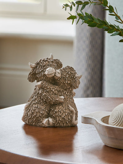 Next Natural Hamish The Highland Cow Hugging Resin Ornament- Buy online at McGrocer