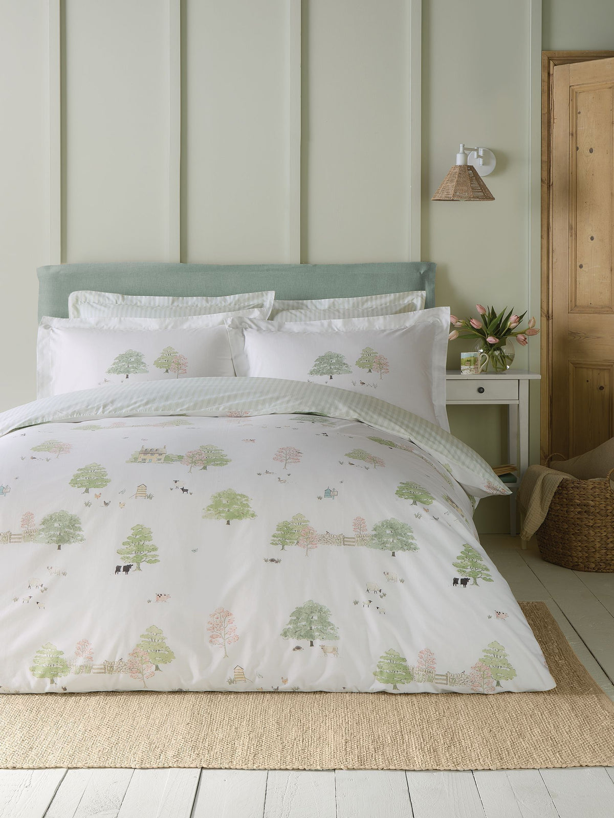 Sophie Allport Green Spring Cottage Duvet Cover and Pillowcase Set