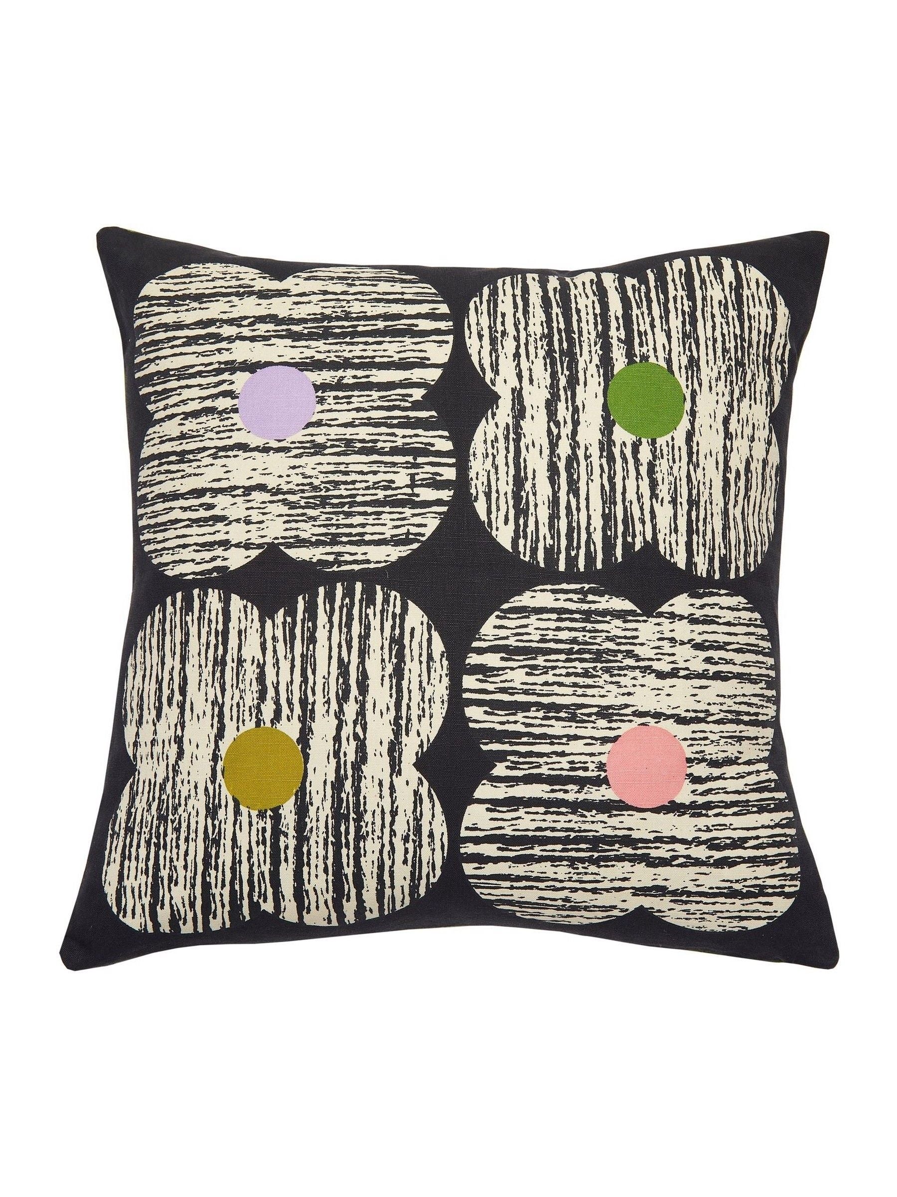Orla Kiely slate textured flower cushion 45x45cm, imported from the UK