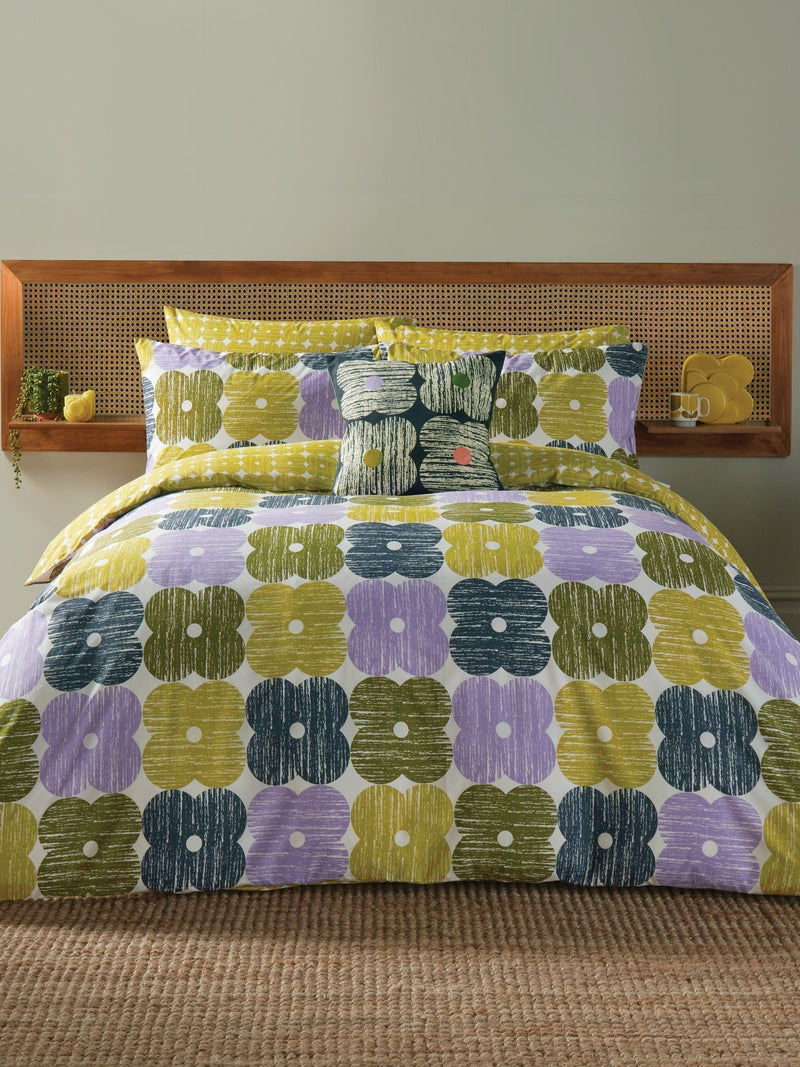 Orla Kiely lilac moss textured flower duvet cover set, imported from the UK