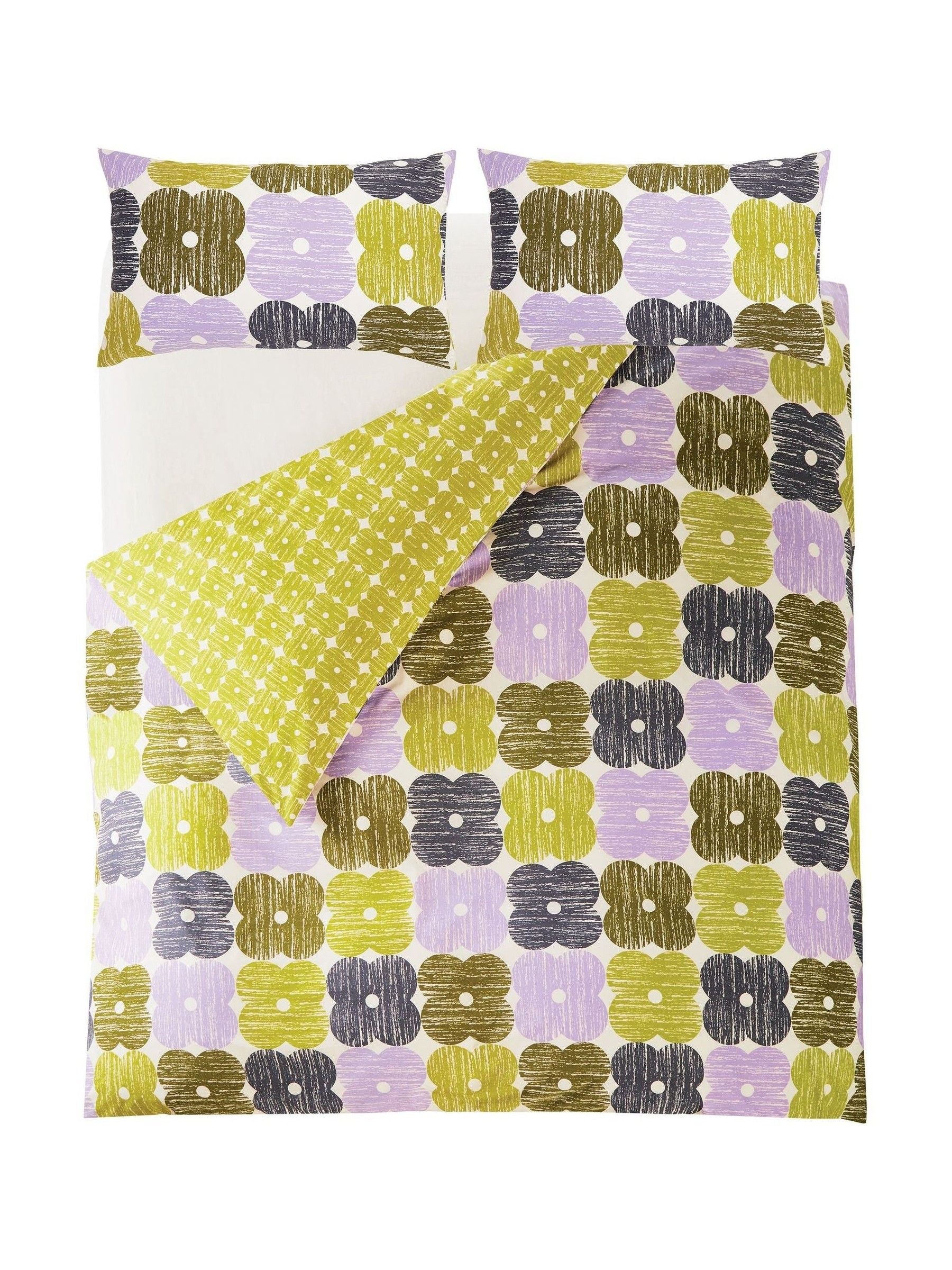 Orla Kiely lilac moss textured flower duvet cover set, imported from the UK