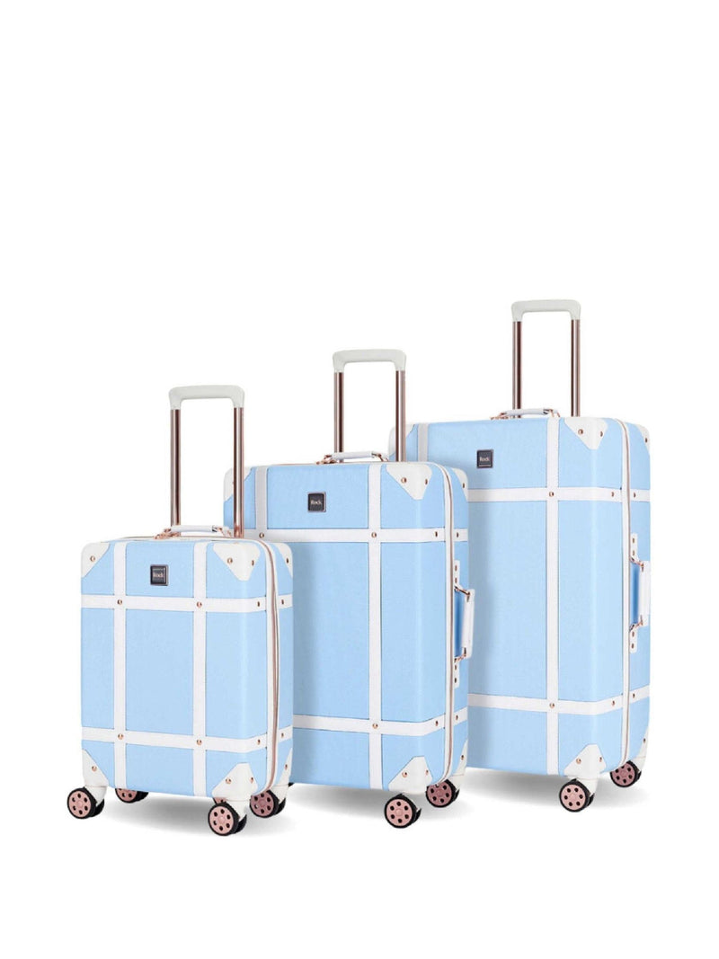Rock Luggage Blue Vintage Suitcases 3 Piece Set