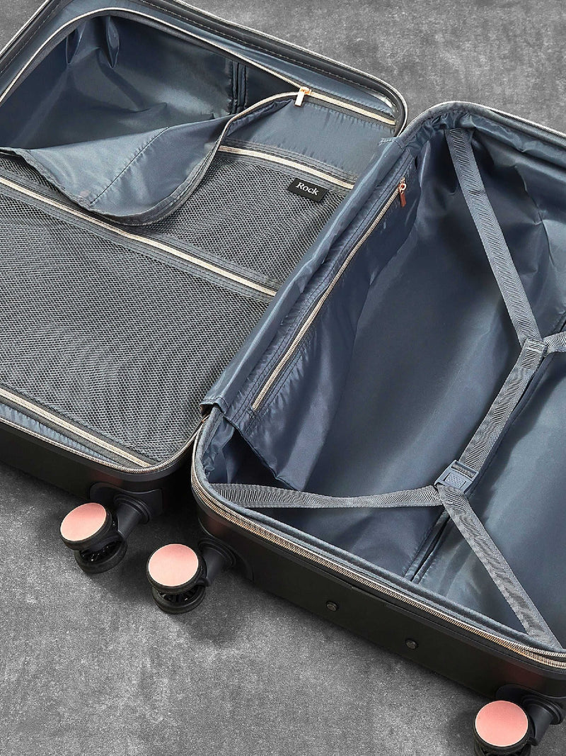Rock Luggage grey large Aria suitcase, imported from the UK