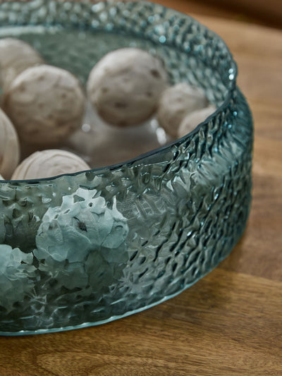 Bol décoratif en verre pressé bleu