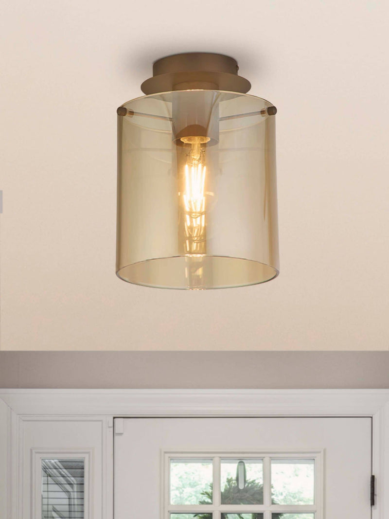 Searchlight Black Santorini Flush Fitting Ceiling Light