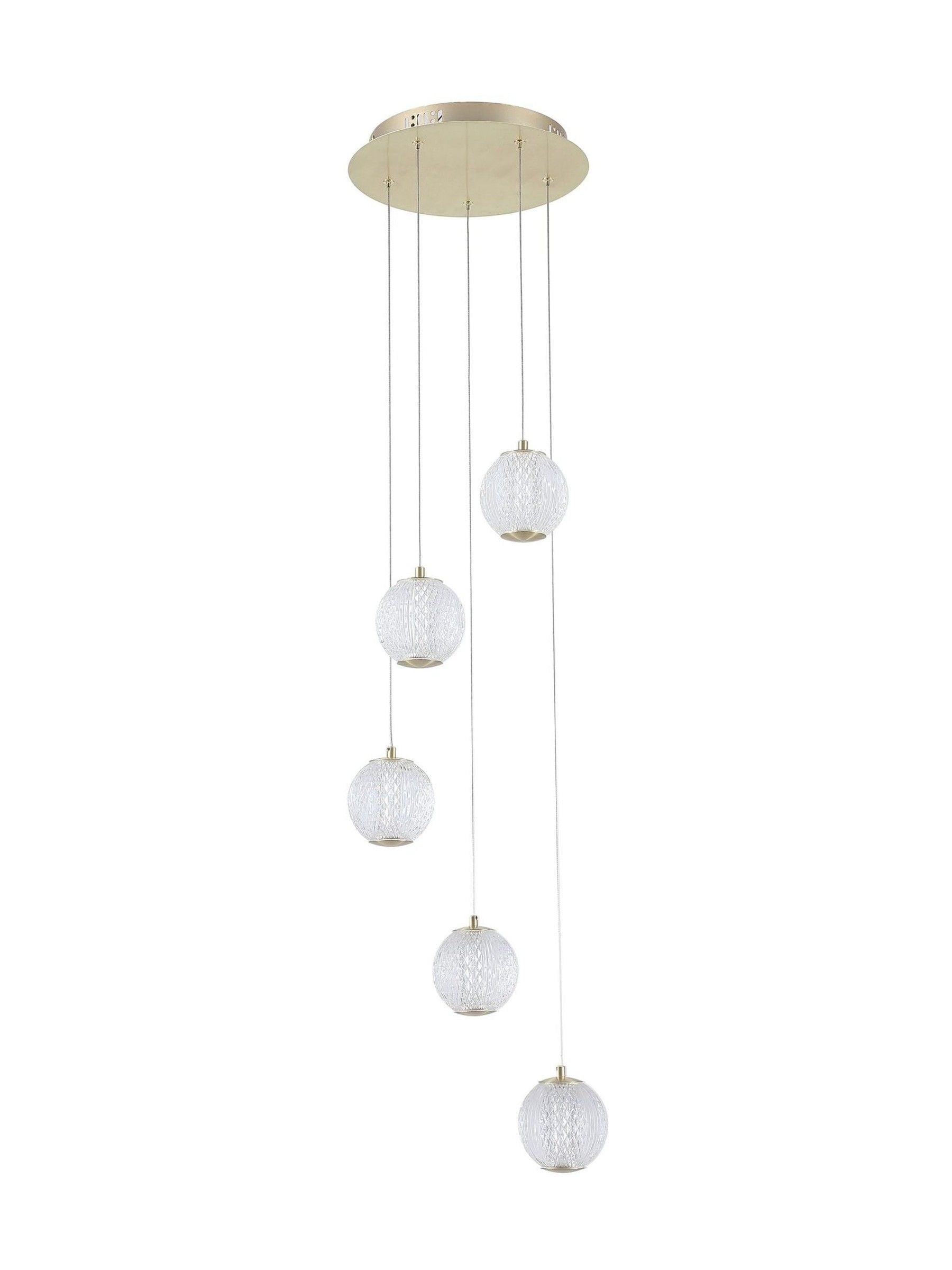 Searchlight Brass Charm 5-light pendant ceiling light - UK version