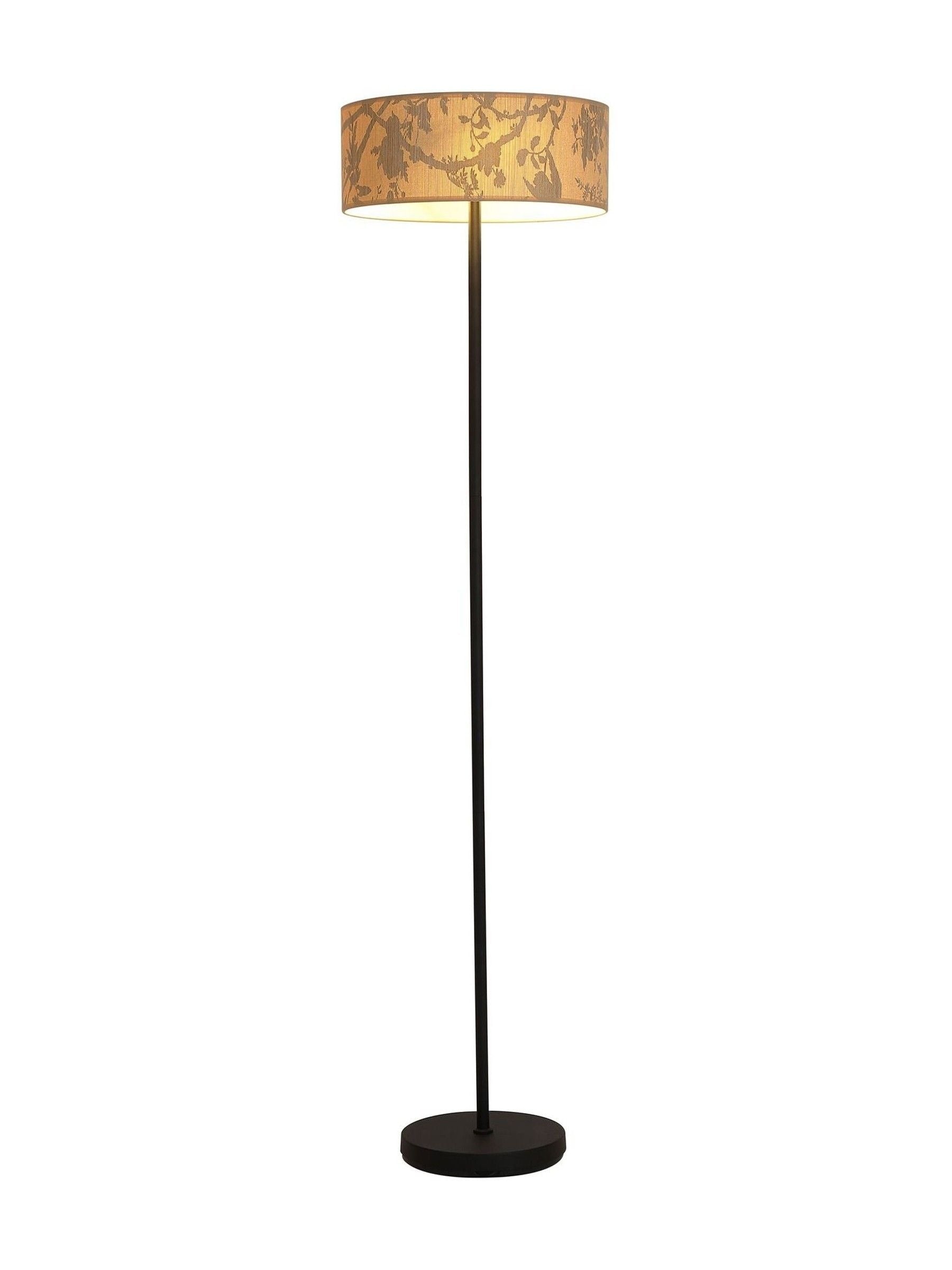 Searchlight Natura floor lamp paper leaf print shade, UK version