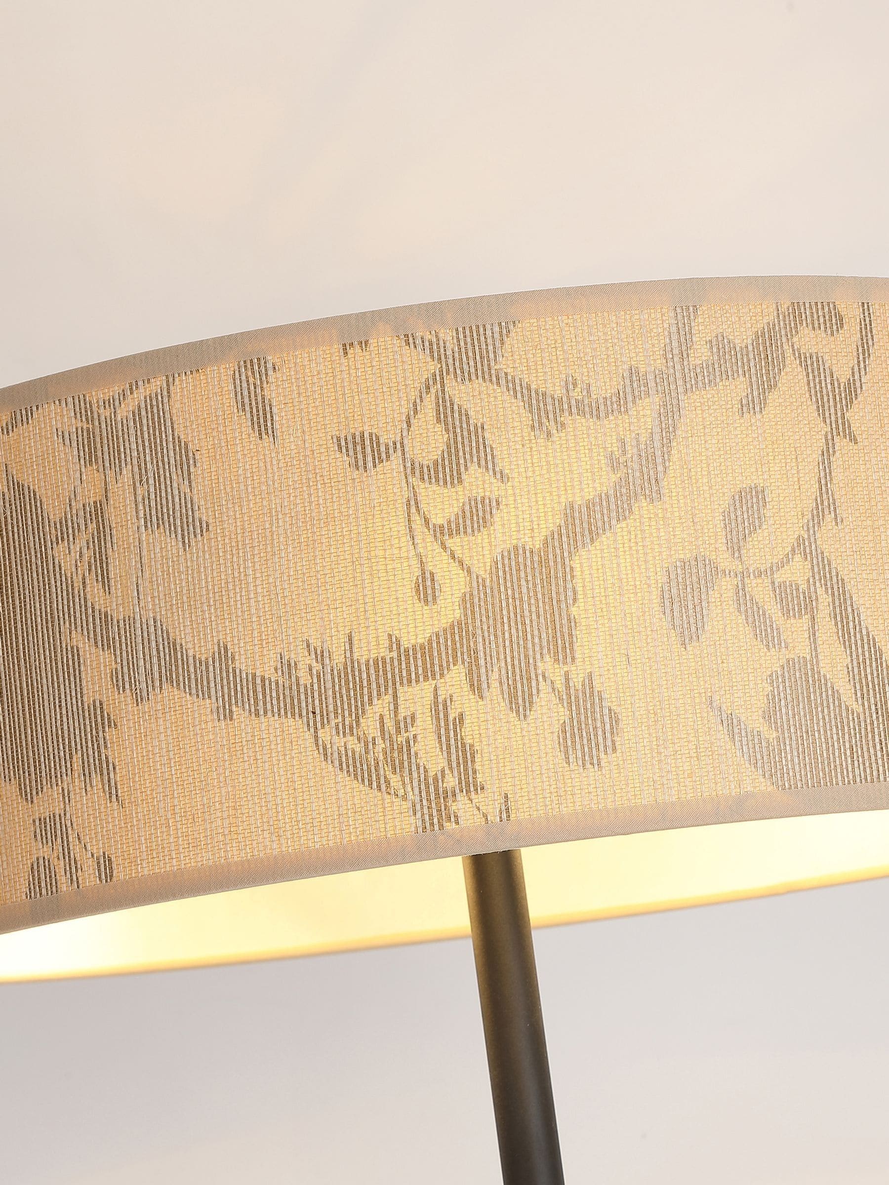 Searchlight Natura floor lamp paper leaf print shade, UK version