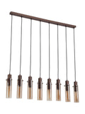 Searchlight Fira pendant light with amber glass shades, imported from the UK