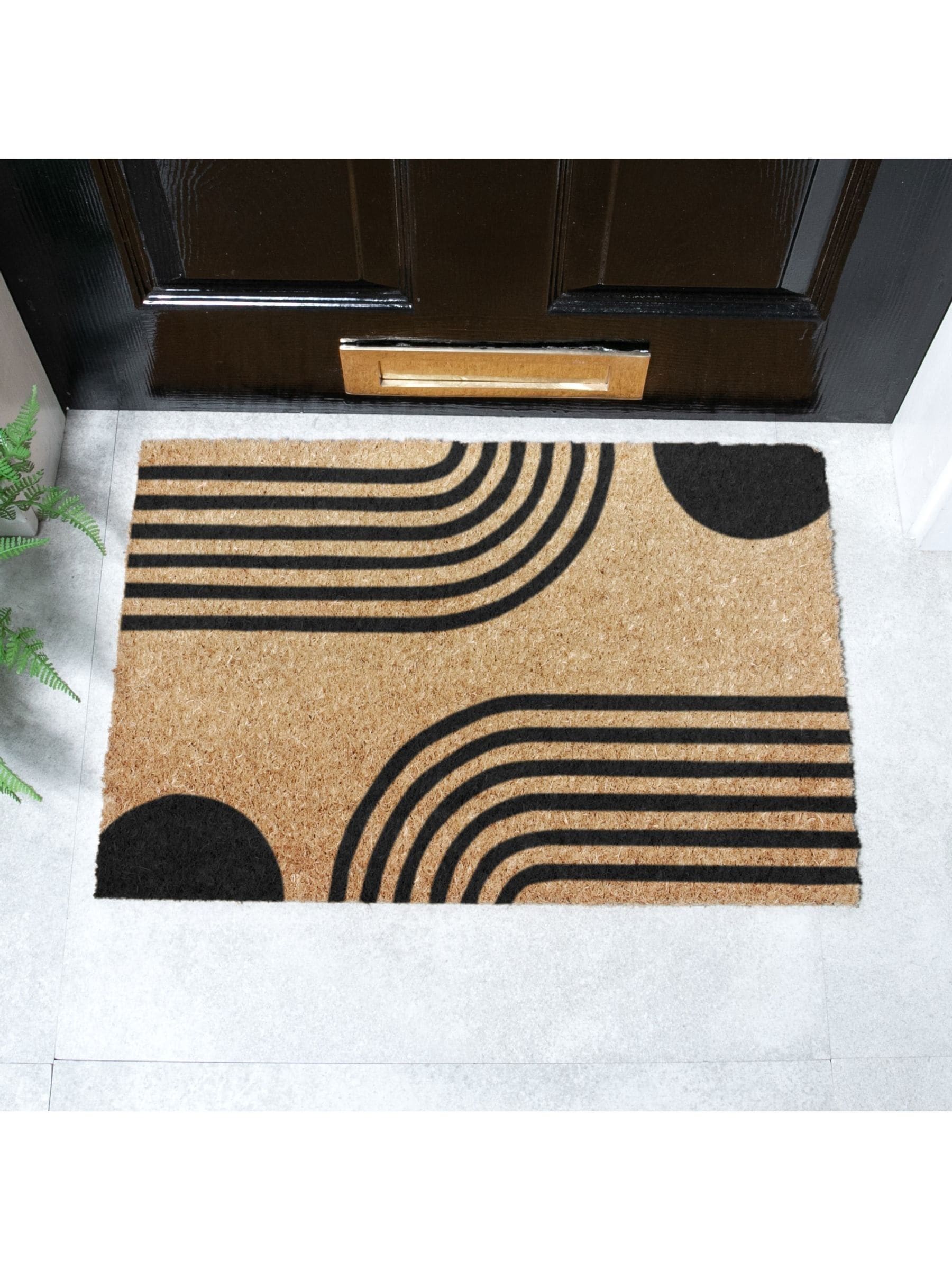 Artsy Mats natural and black abstract lines doormat 60x40cm, UK version