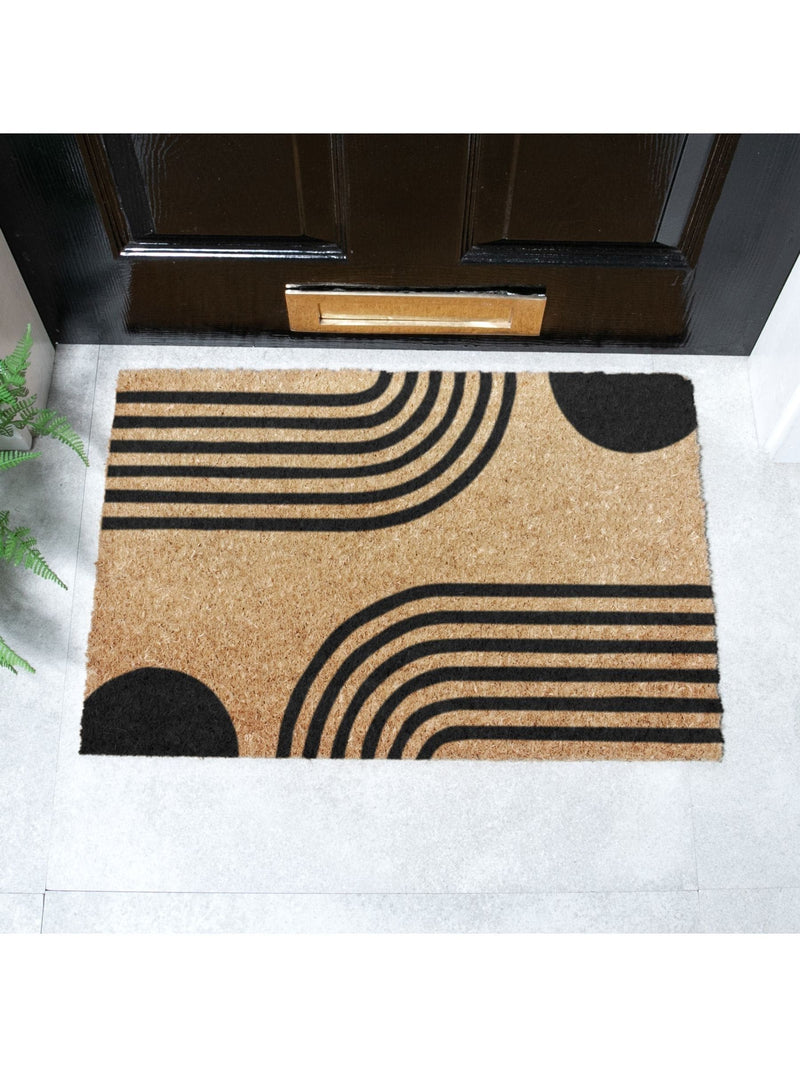 Artsy Mats natural and black abstract lines doormat 60x40cm, UK version