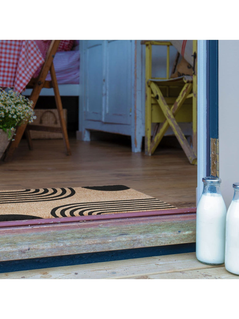 Artsy Mats natural and black abstract lines doormat 60x40cm, UK version