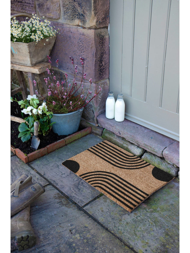 Artsy Mats natural and black abstract lines doormat 60x40cm, UK version