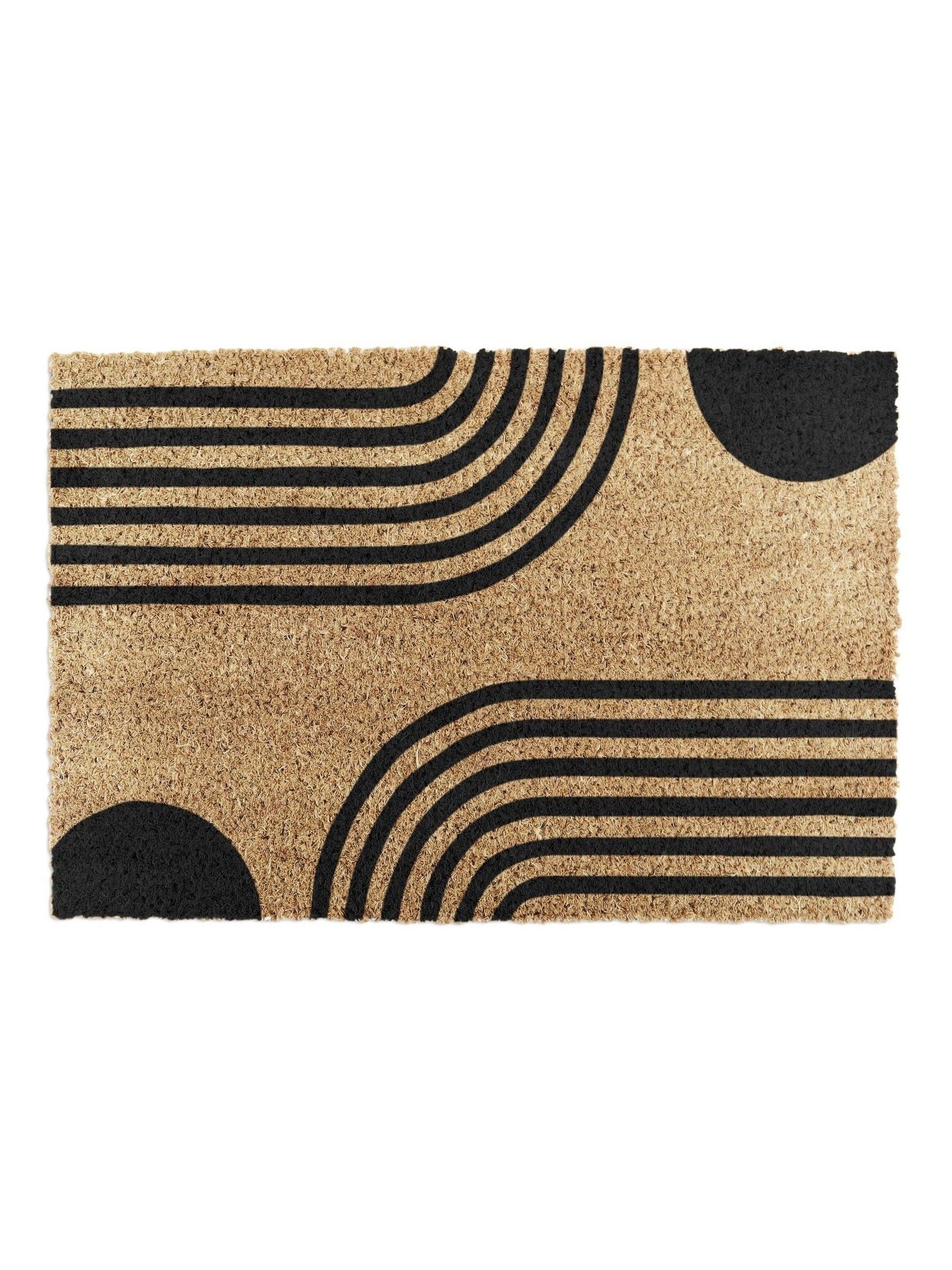 Artsy Mats natural and black abstract lines doormat 60x40cm, UK version