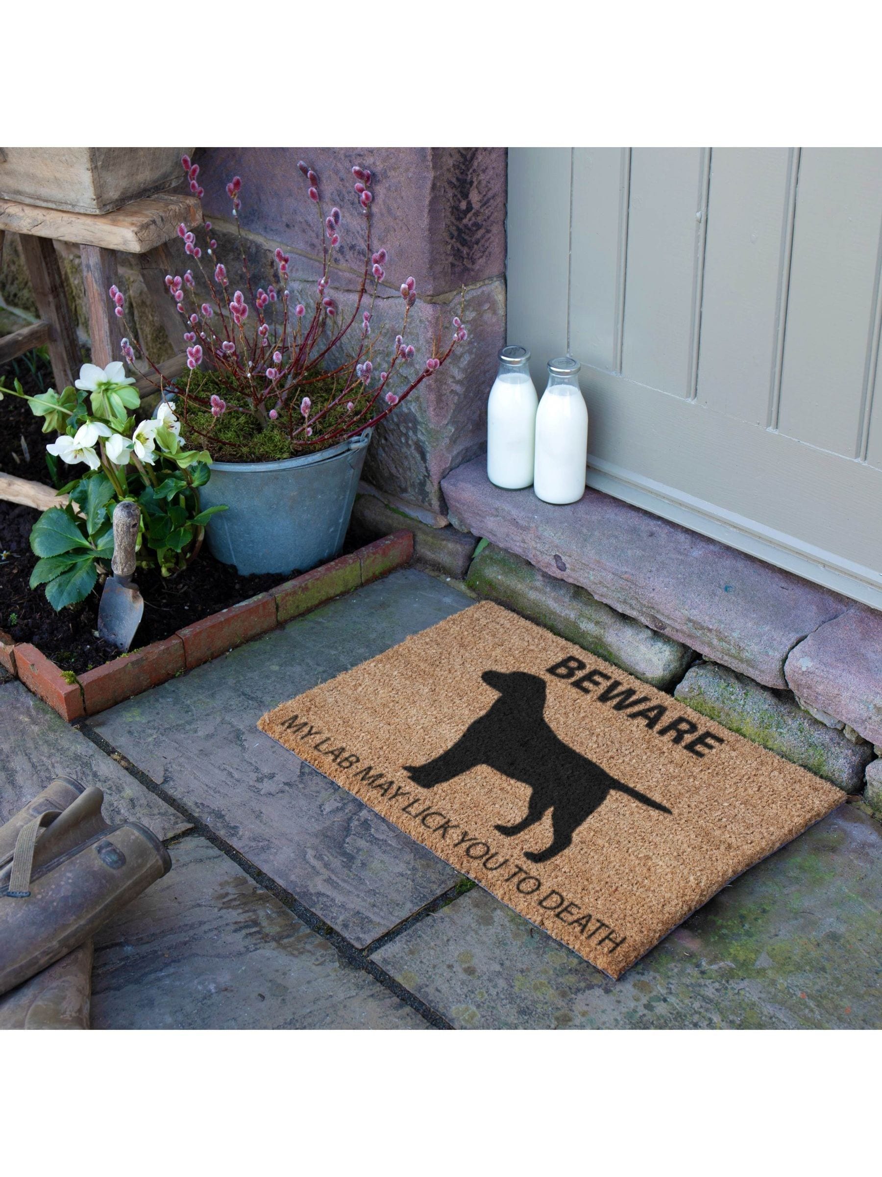 Artsy Mats natural and black Labrador doormat 60x40cm, imported from the UK