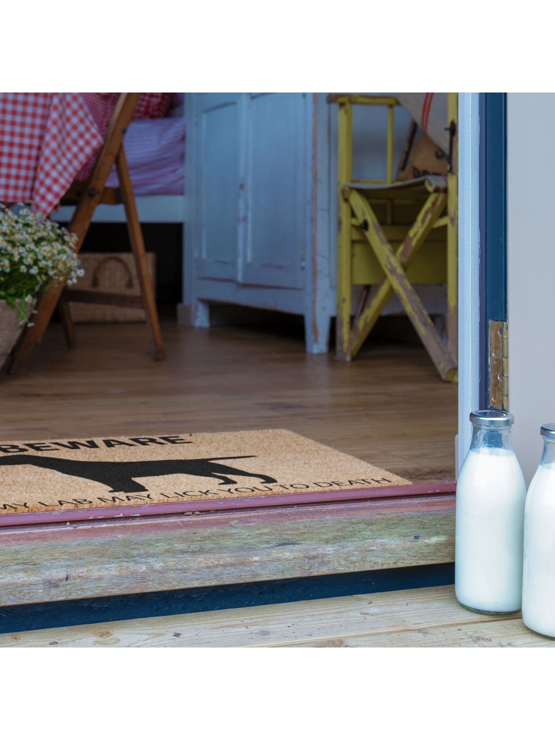 Artsy Mats natural and black Labrador doormat 60x40cm, imported from the UK