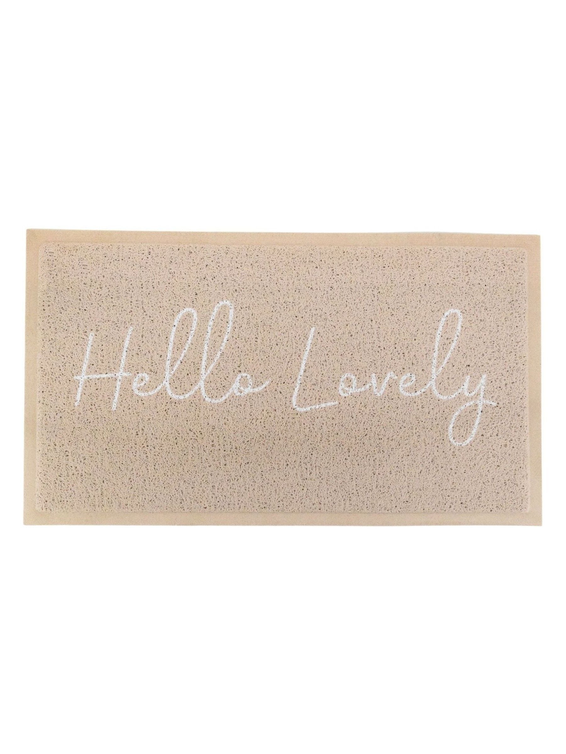 Artsy Mats beige Hello Lovely PVC doormat 70x40cm, UK version