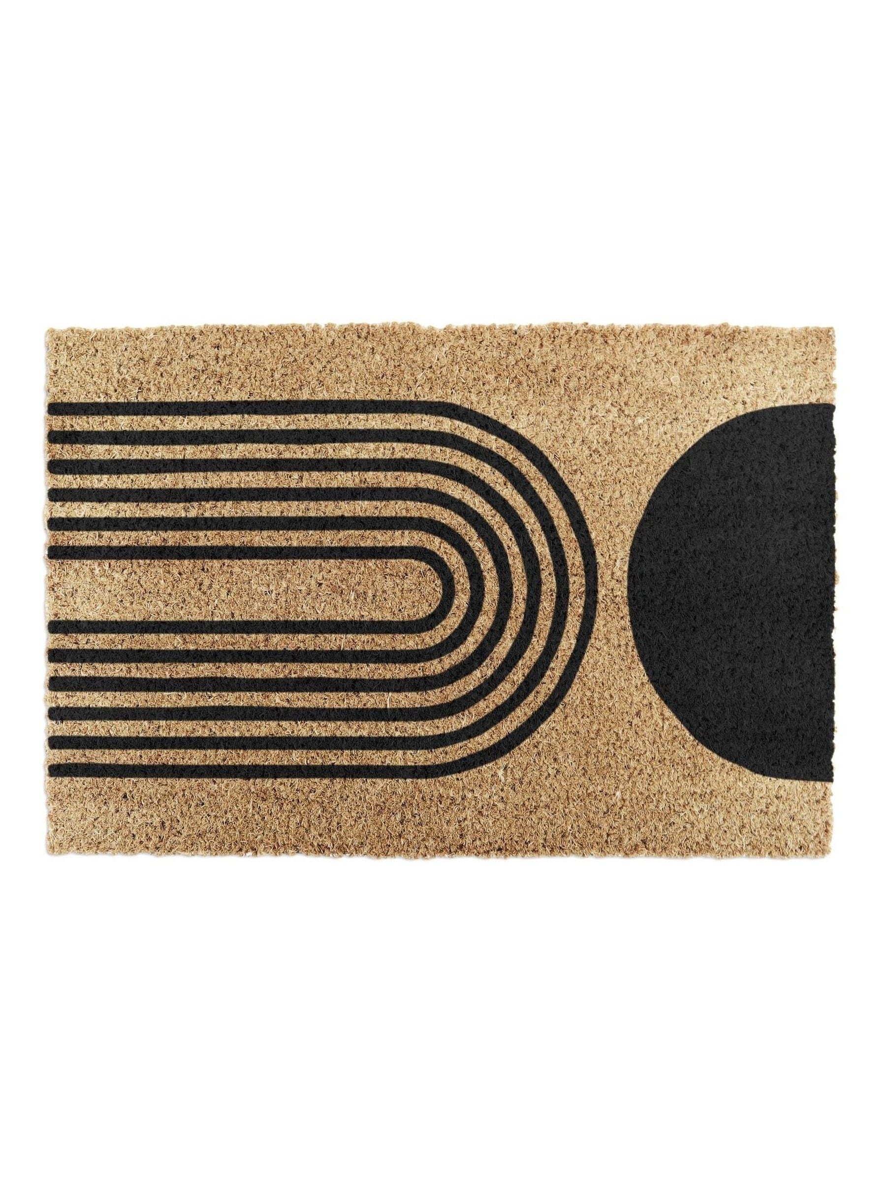 Artsy Mats natural black abstract half moon doormat 60x40cm, UK version