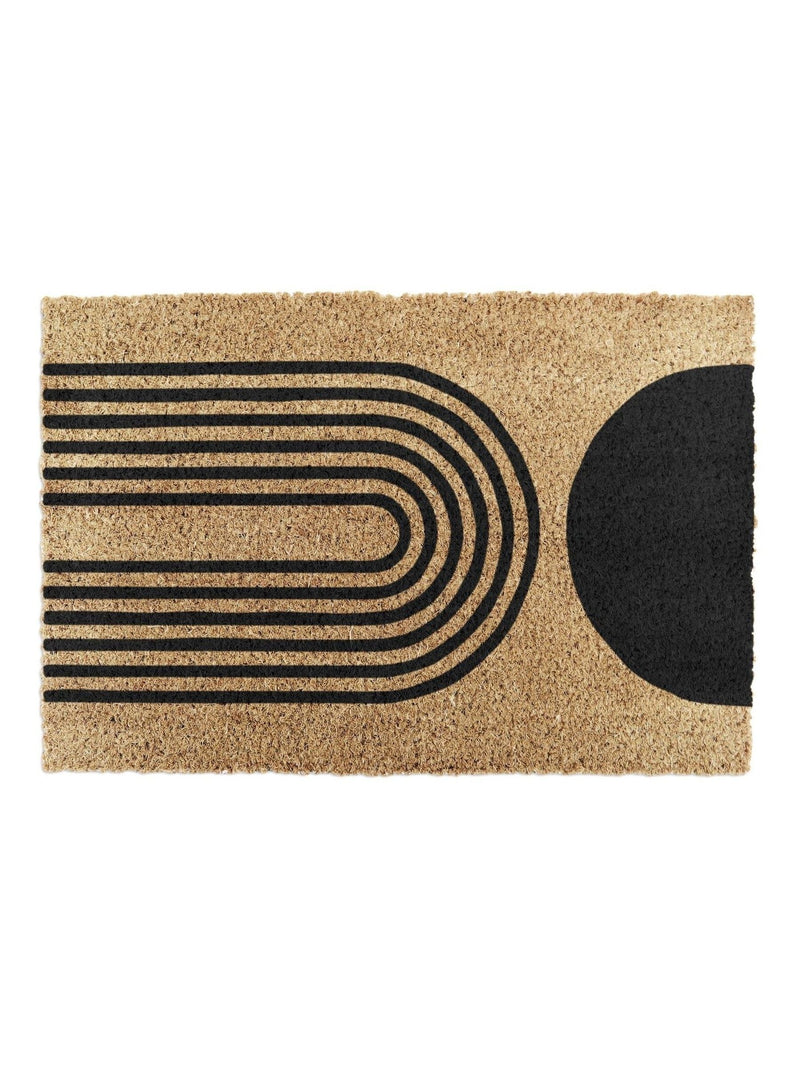 Artsy Mats natural black abstract half moon doormat 60x40cm, UK version