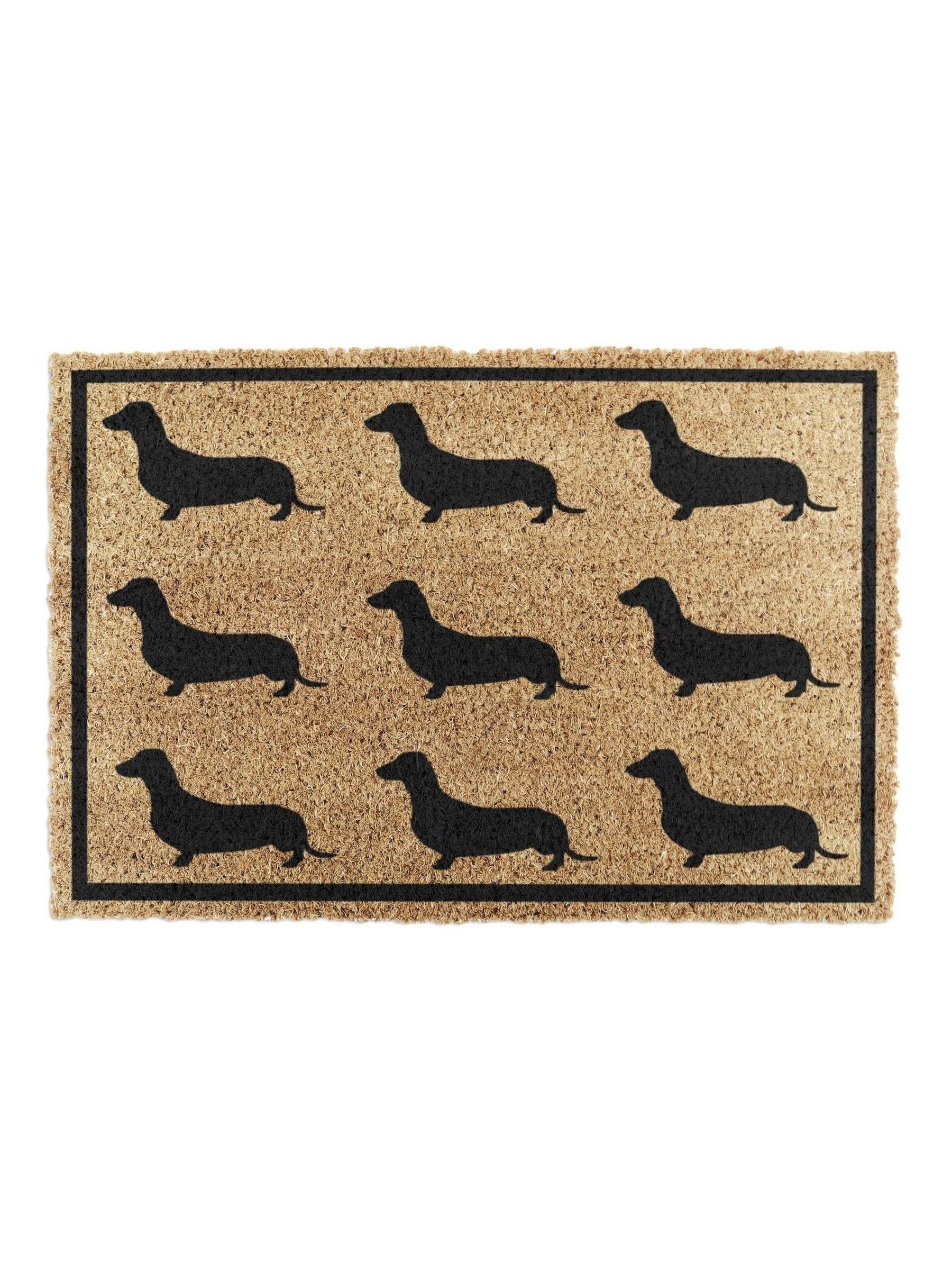 Artsy Mats natural and black dachshund doormat 60x40cm, UK version