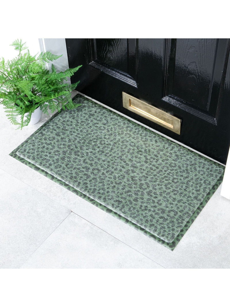 Artsy Mats green leopard print doormat 70x40cm, UK version
