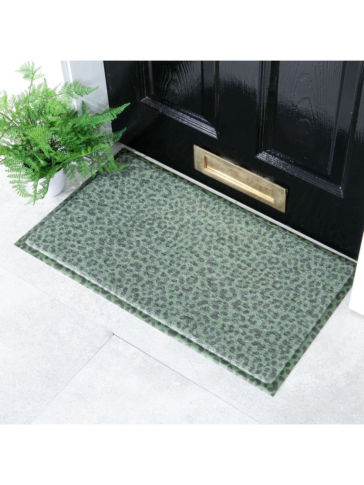Artsy Mats green leopard print doormat 70x40cm, UK version