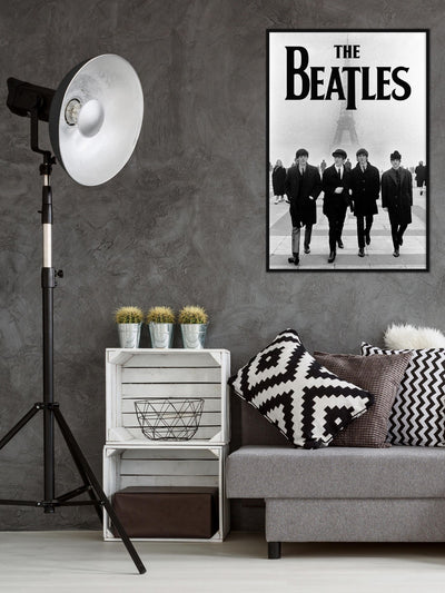 Pyramid International Gris The Beatles Tour Eiffel Affiche Encadrée Maxi