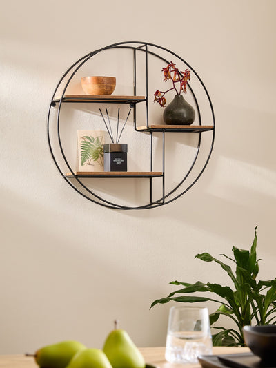 Next Natural Dark Bronx Round Wall Shelf 55cm- Buy online at McGrocer