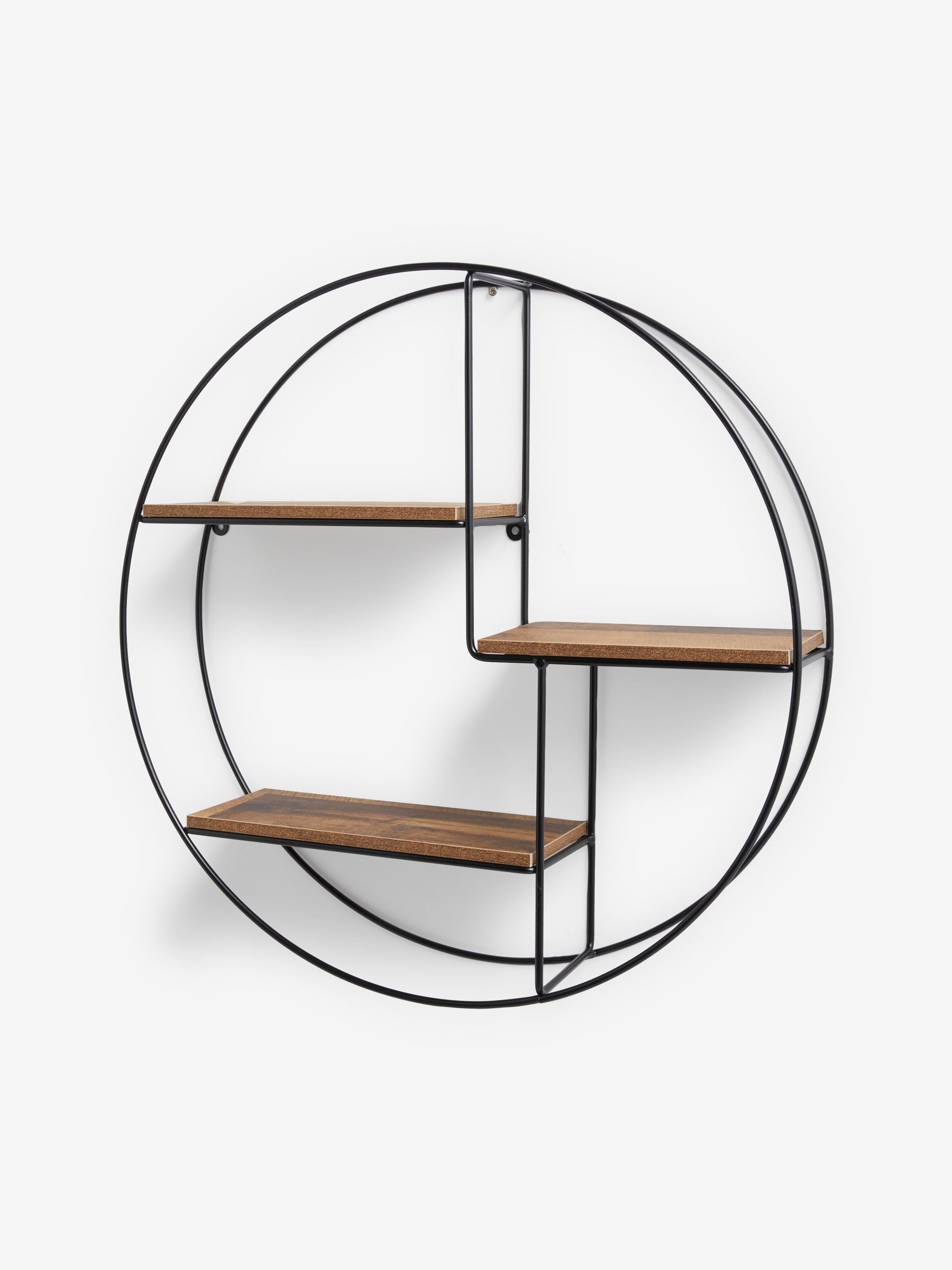 Bronx round wall shelf in dark finish 55cm - British product