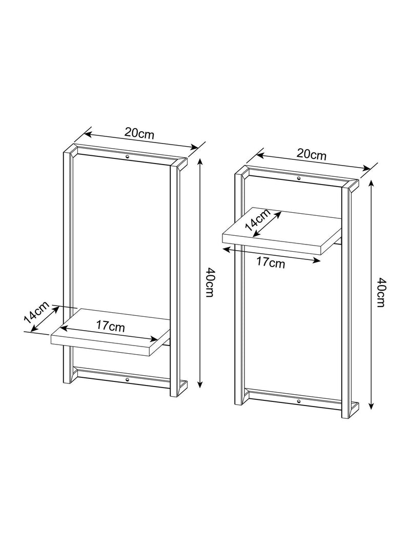 Bronx dark wall shelves set of 2, UK version
