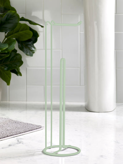 Green Sage Wire Toilet Roll Holder Stand 4-Roll