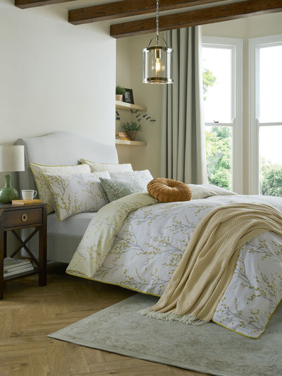 Next Laura Ashley Pussy Willow Yellow Ochre Reversible Sateen Duvet Cover Set- Buy online at McGrocer