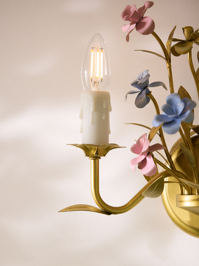 Laurence Llewelyn-Bowen Veranda gold floral wall light 27cm (British brand)