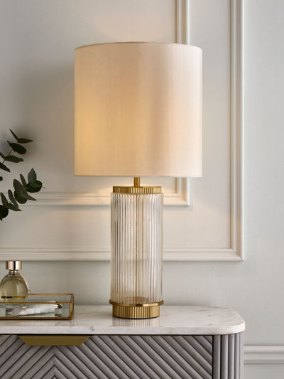 Next Lipsy Brass Ridge Glass Table Lamp- Buy online at McGrocer