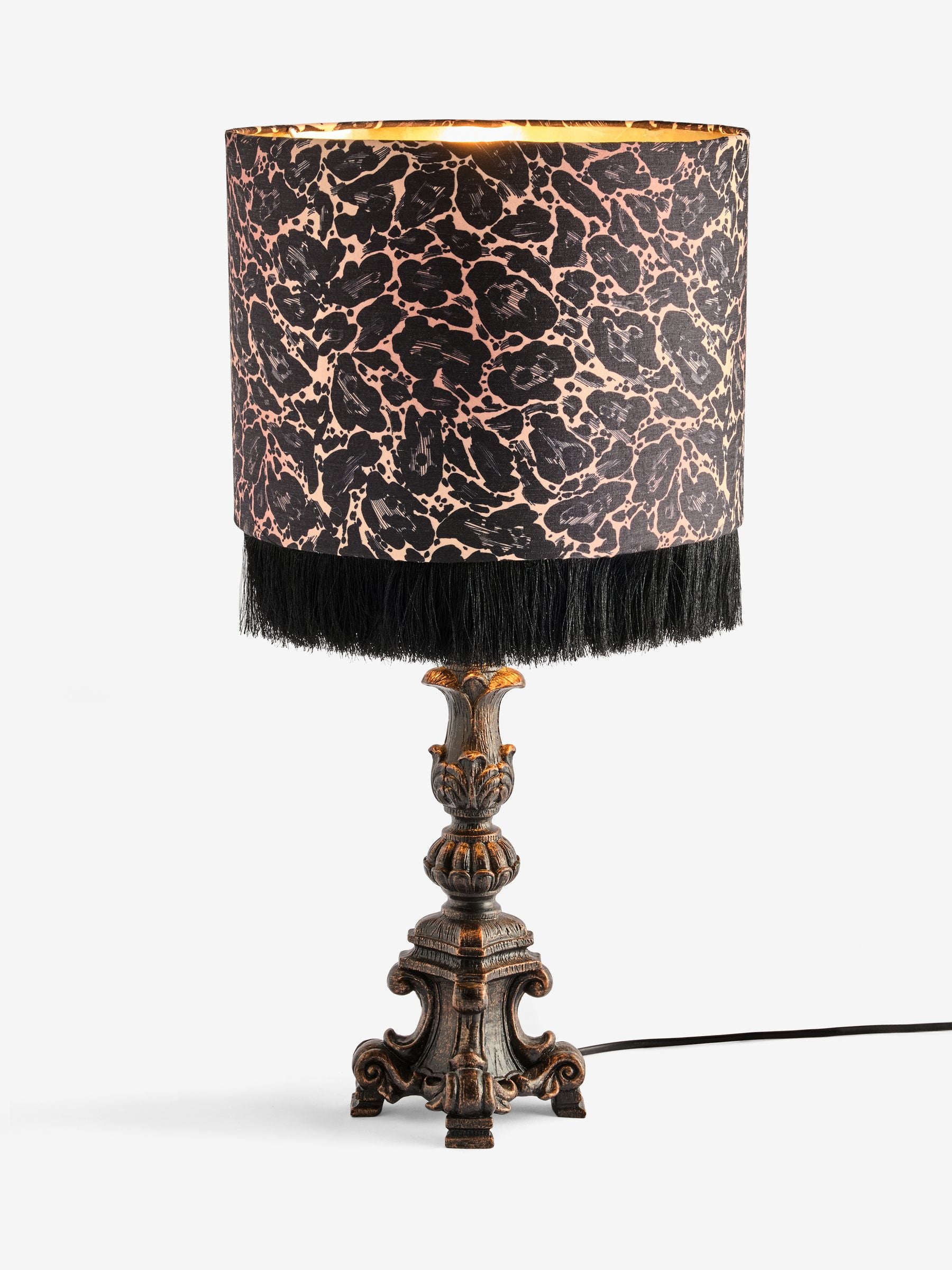 Laurence Llewelyn-Bowen black animal print table lamp (British brand)