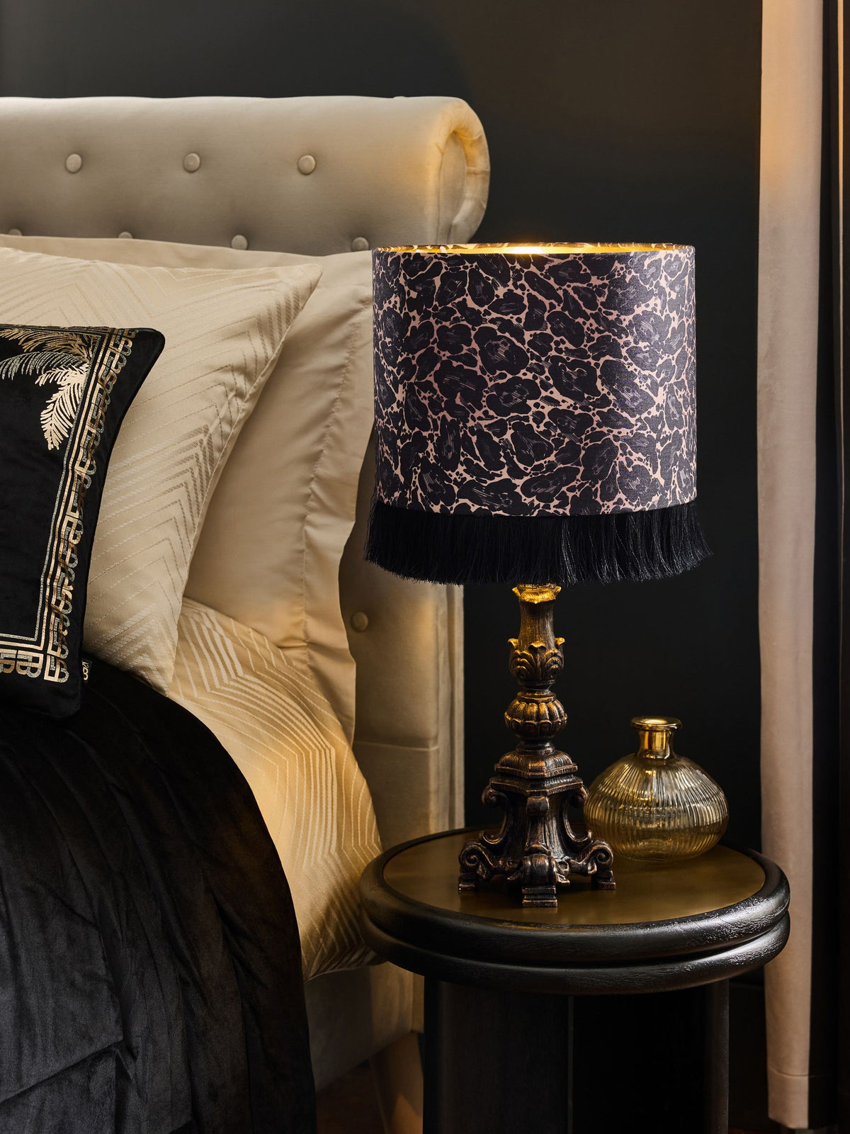 Laurence Llewelyn-Bowen black animal print table lamp (British brand)
