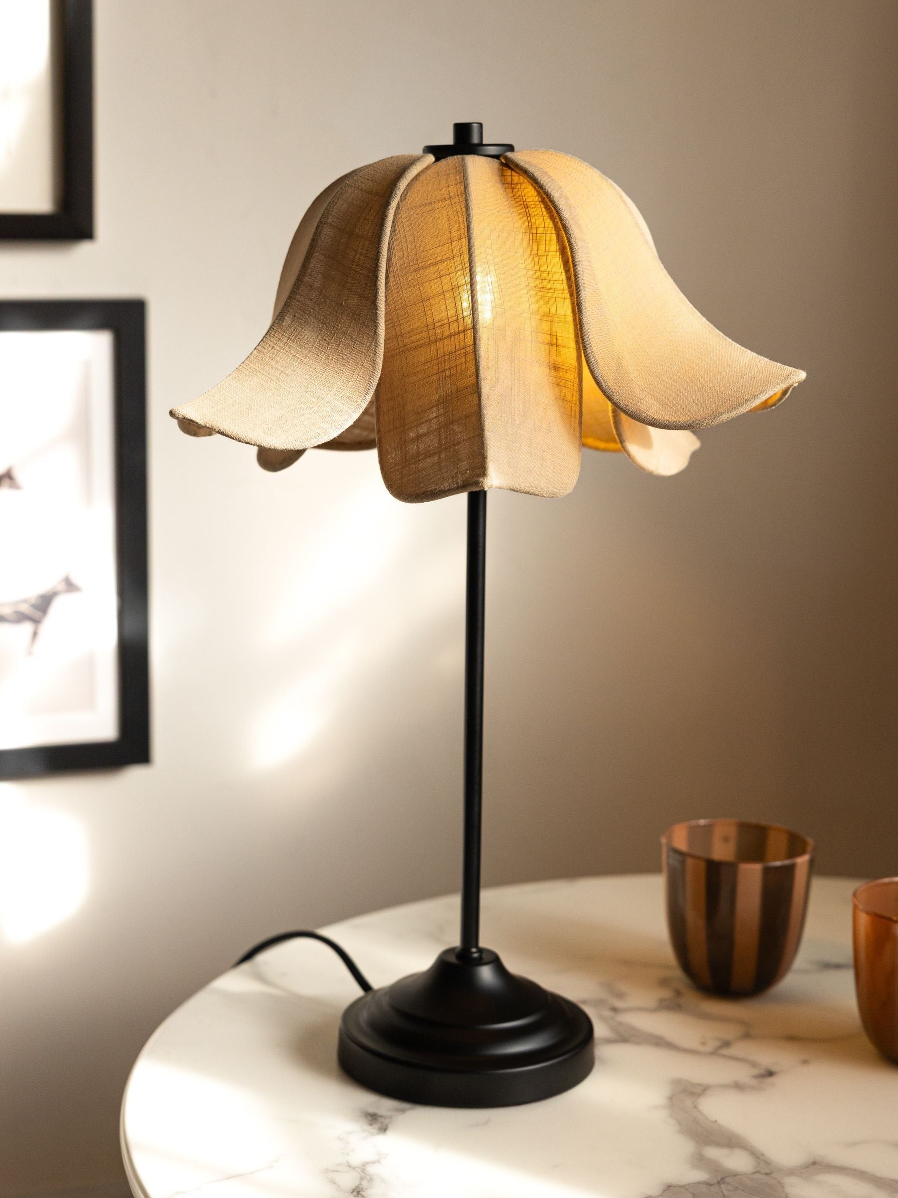 Rockett St George Sand Cream/Black Petal Table Lamp