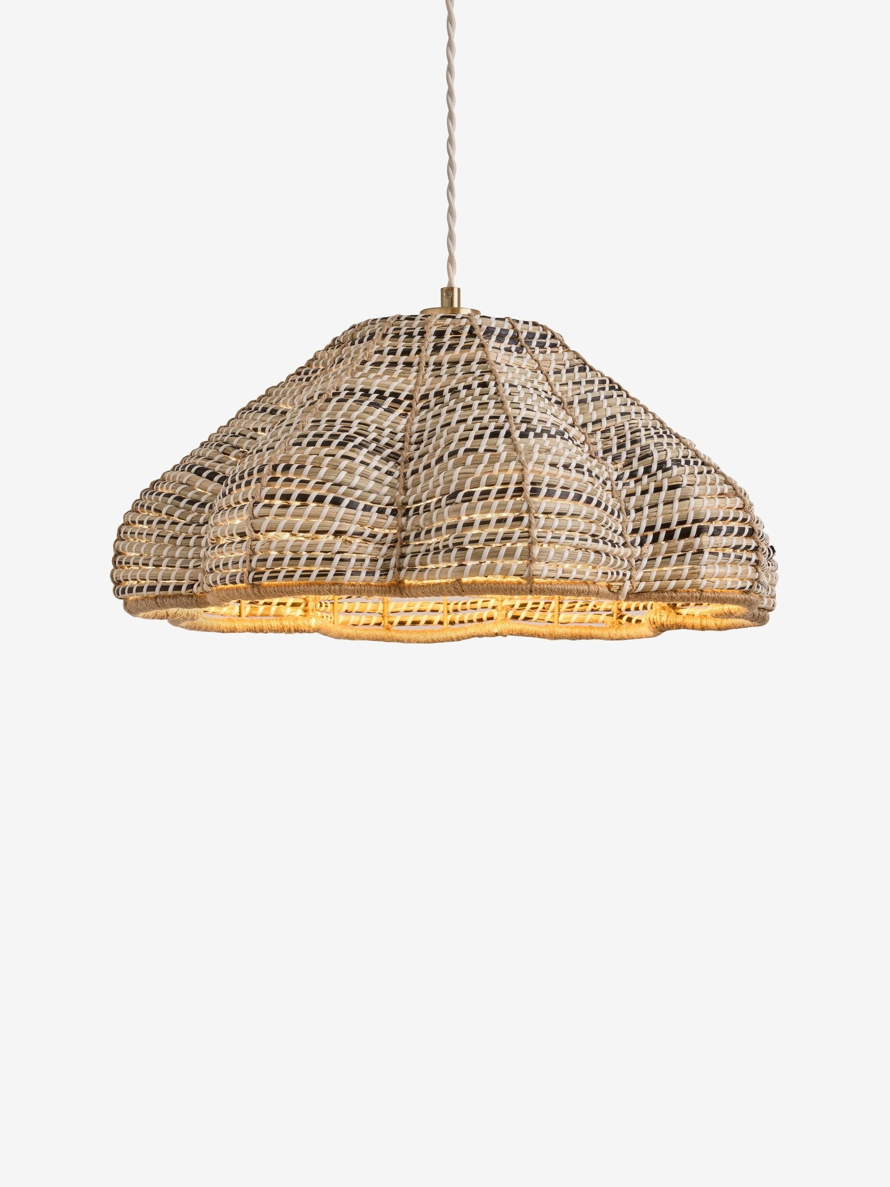 Nina Campbell Asterias ceiling light natural black jute, imported from the UK