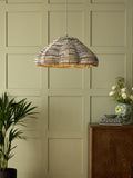 Nina Campbell Asterias ceiling light natural black jute, imported from the UK
