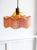Rockett St George amber orange fringe glass pendant light, imported from the UK