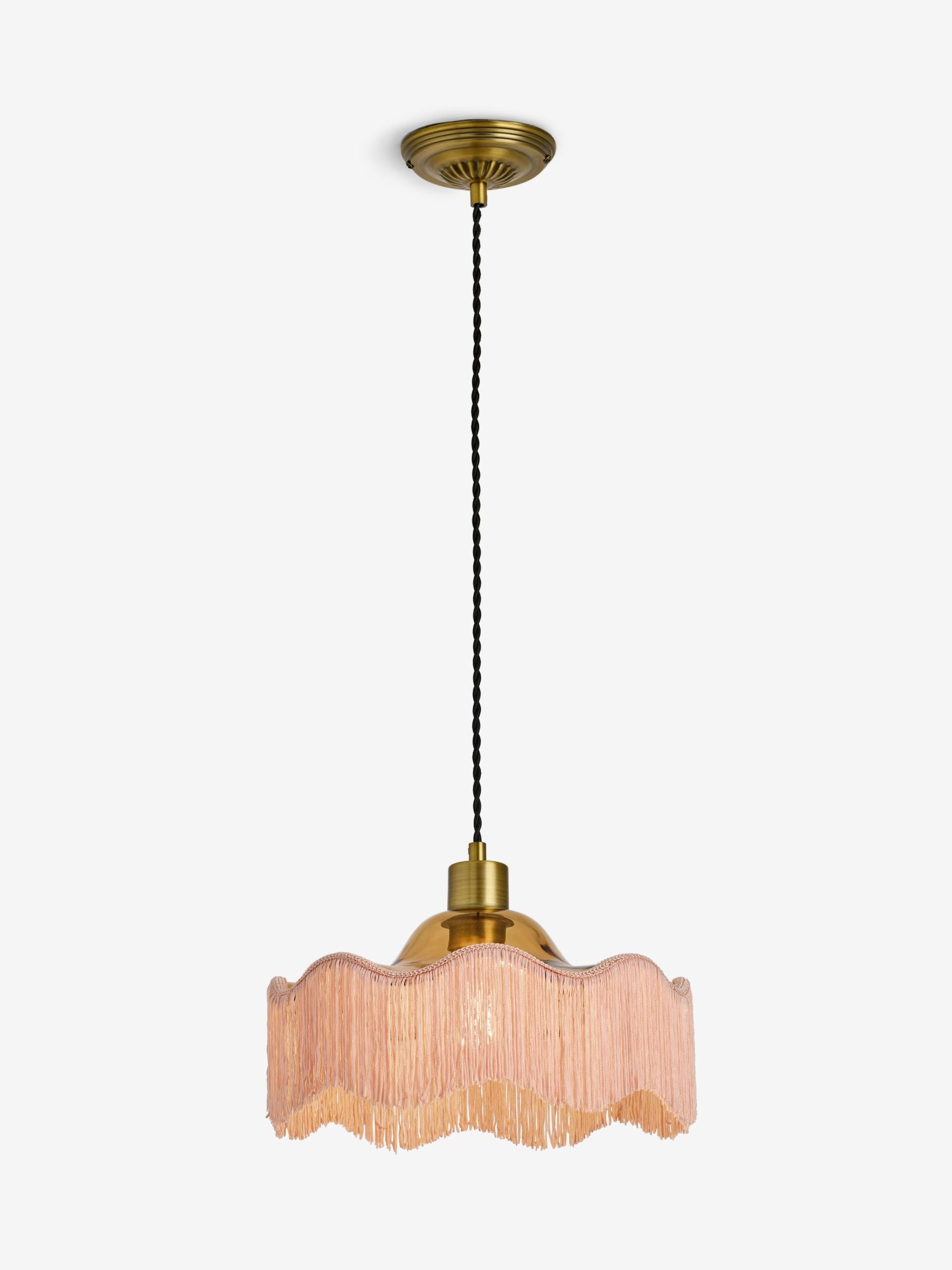 Rockett St George amber orange fringe glass pendant light, imported from the UK