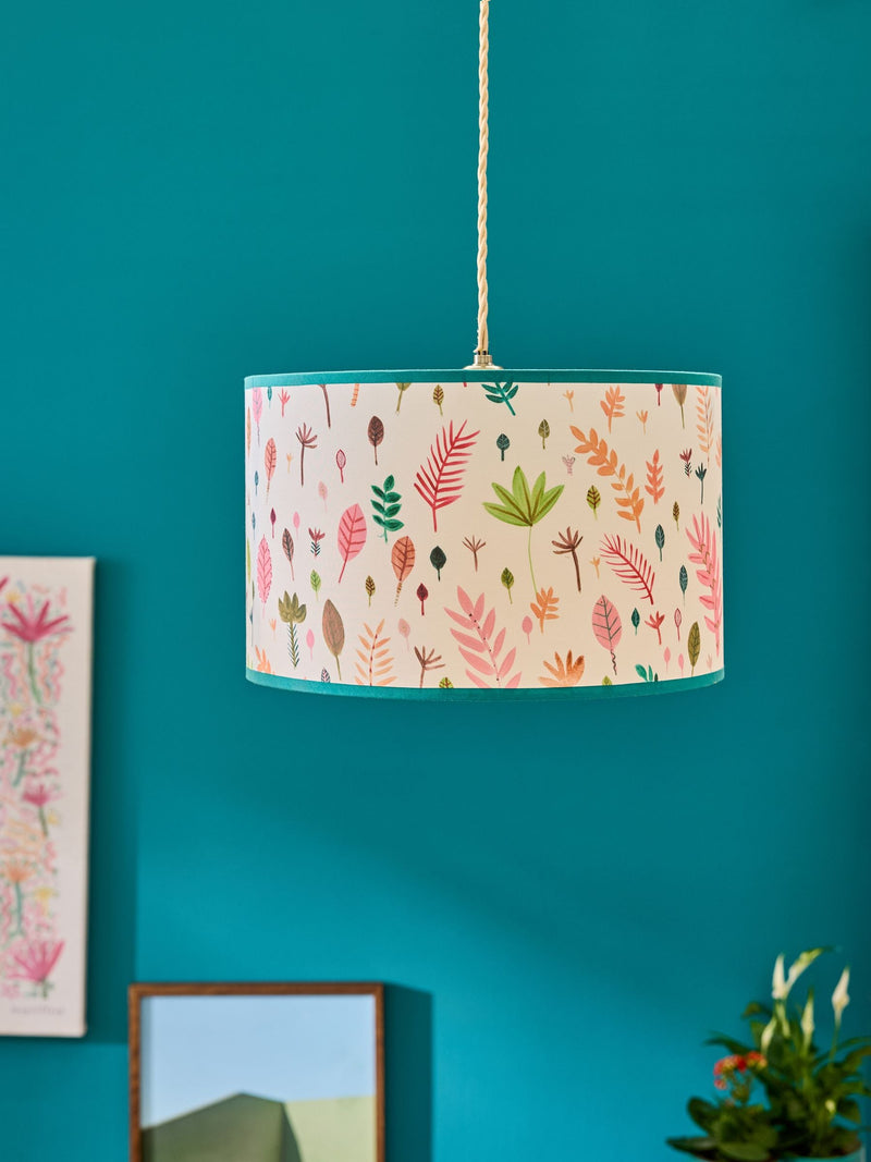 Lucy Tiffney green ecru leaves lampshade 22cm - British product
