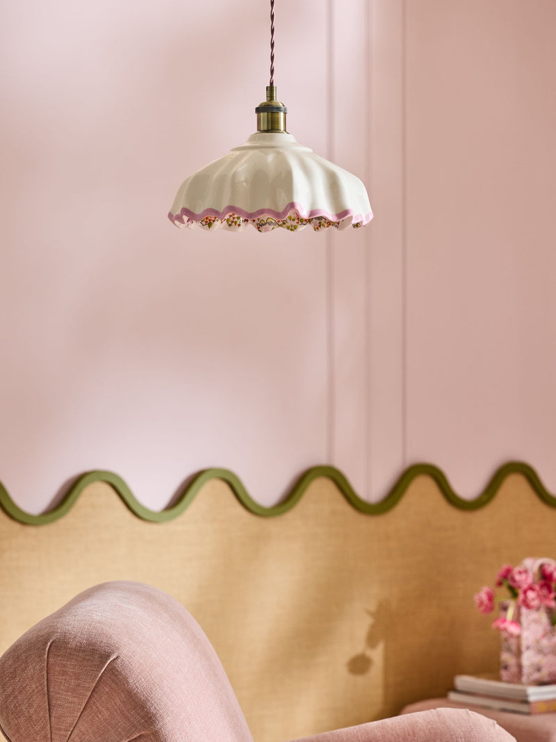 Cath Kidston pink cream ceramic folded ceiling pendant (British brand)