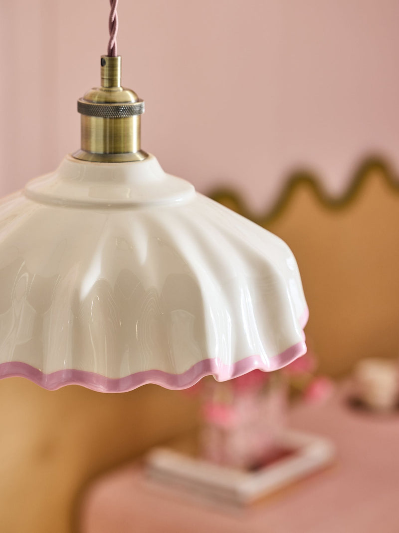 Cath Kidston pink cream ceramic folded ceiling pendant (British brand)