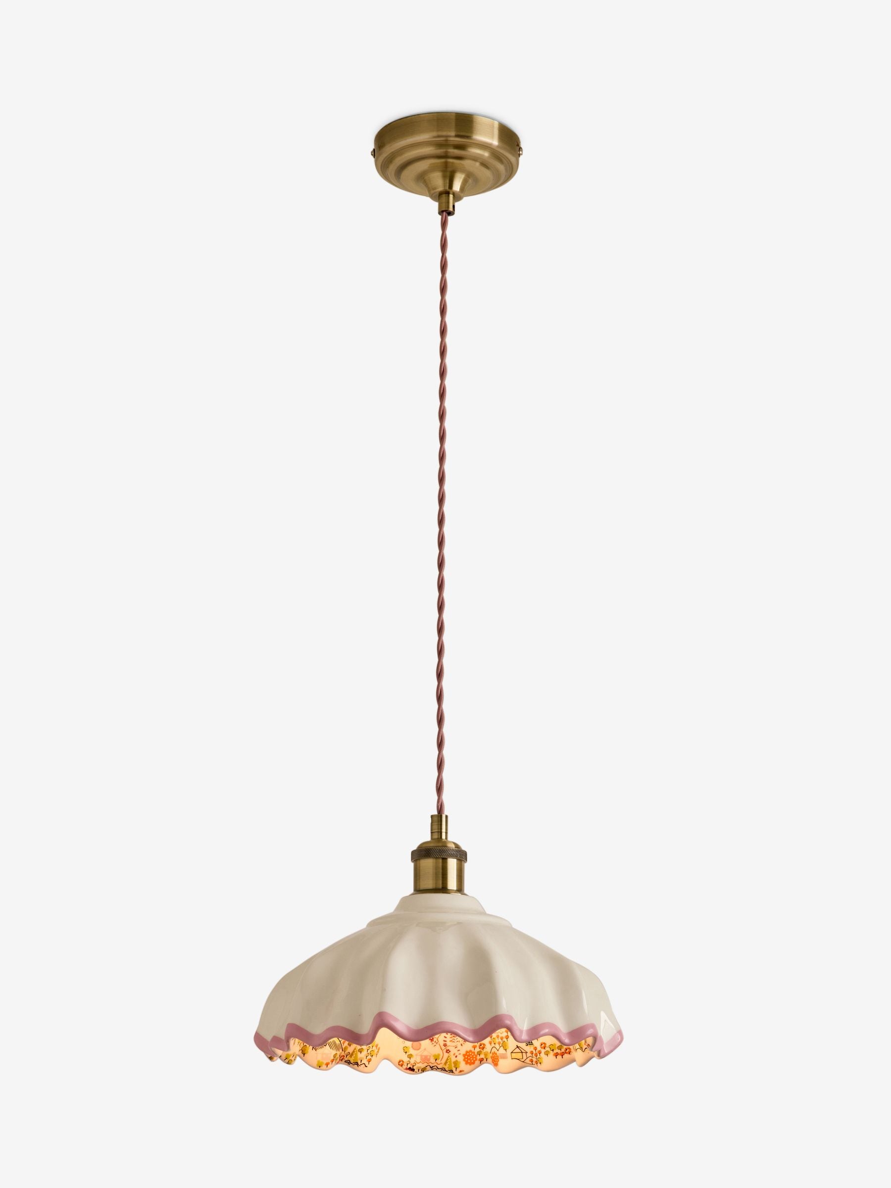 Cath Kidston pink cream ceramic folded ceiling pendant (British brand)